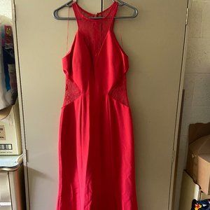 Aidan Mattox Red Lace Cutout Evening Gown